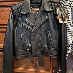 NWT Ladies Leather Motorcycle Jacket - Oakwood Flying Bikes